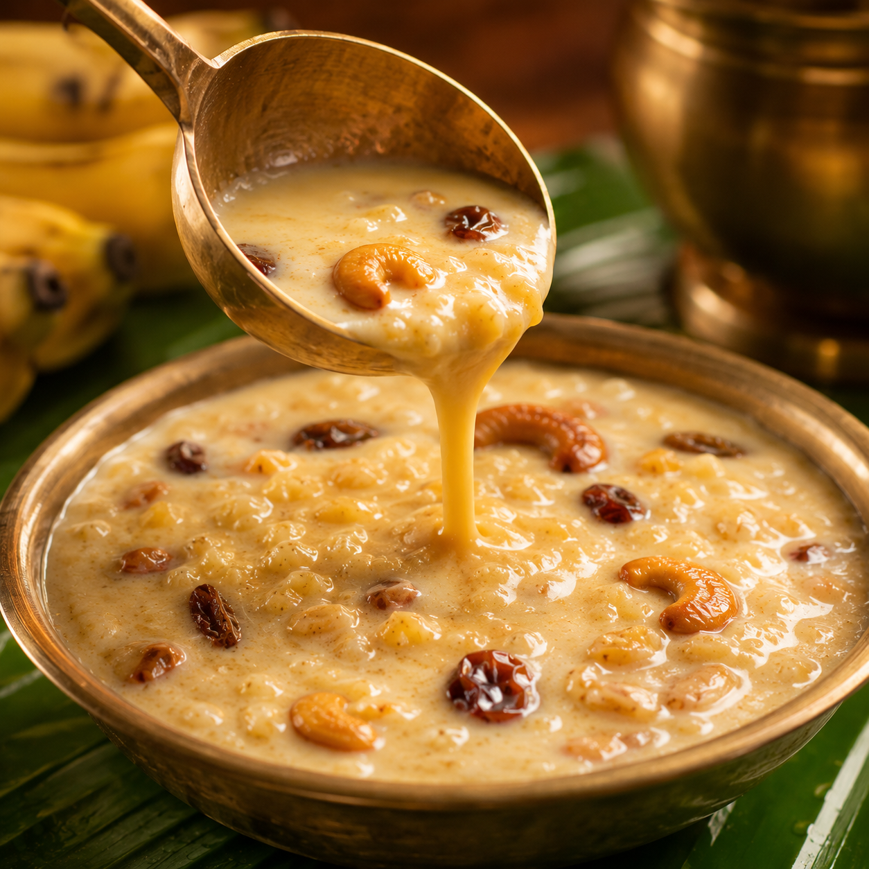 Close-up of authentic Kerala dishes on a banana leaf